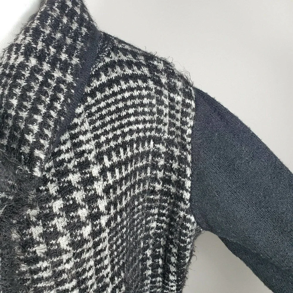 Ava Couture Women's Mohair Blend Open Cardigan Mohair Sweater Coat Houndstooth